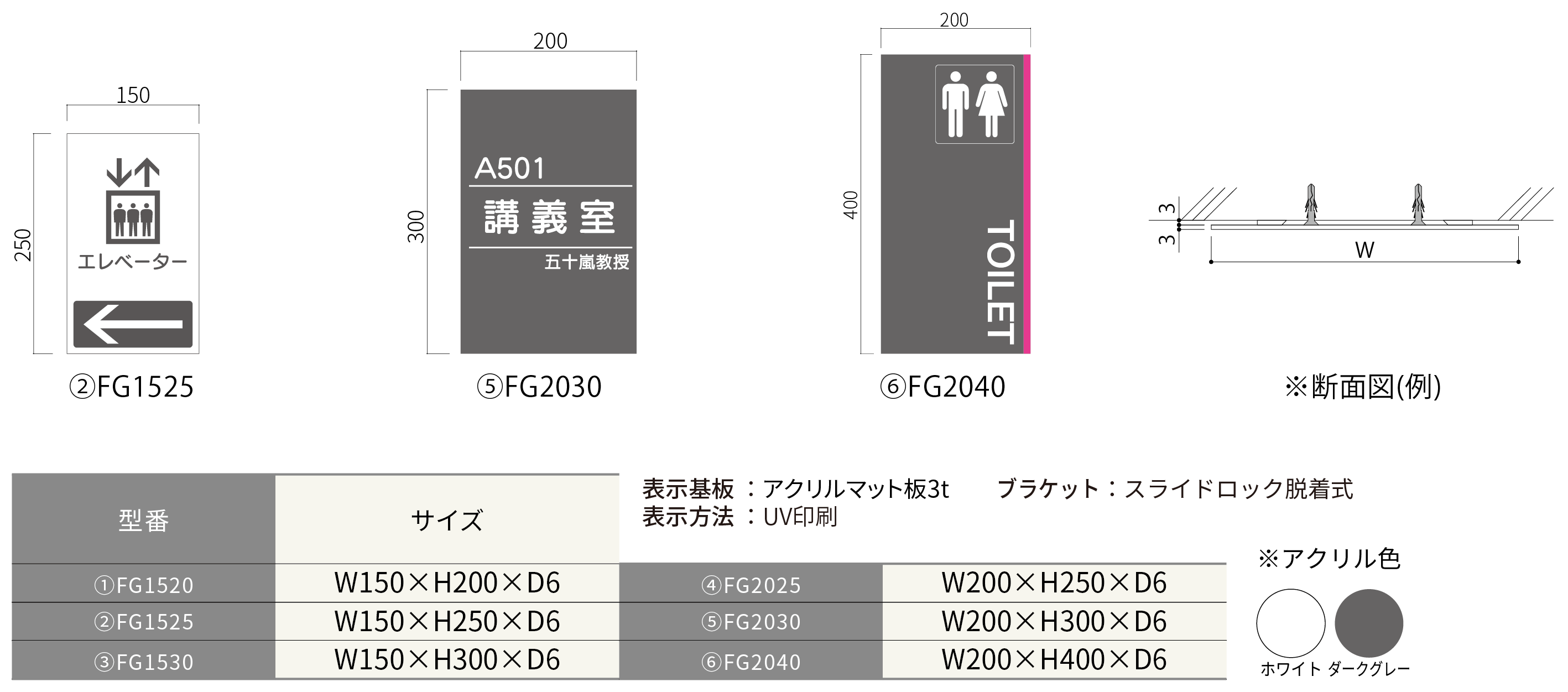 ルームサイン：アクリマットプレート正面型