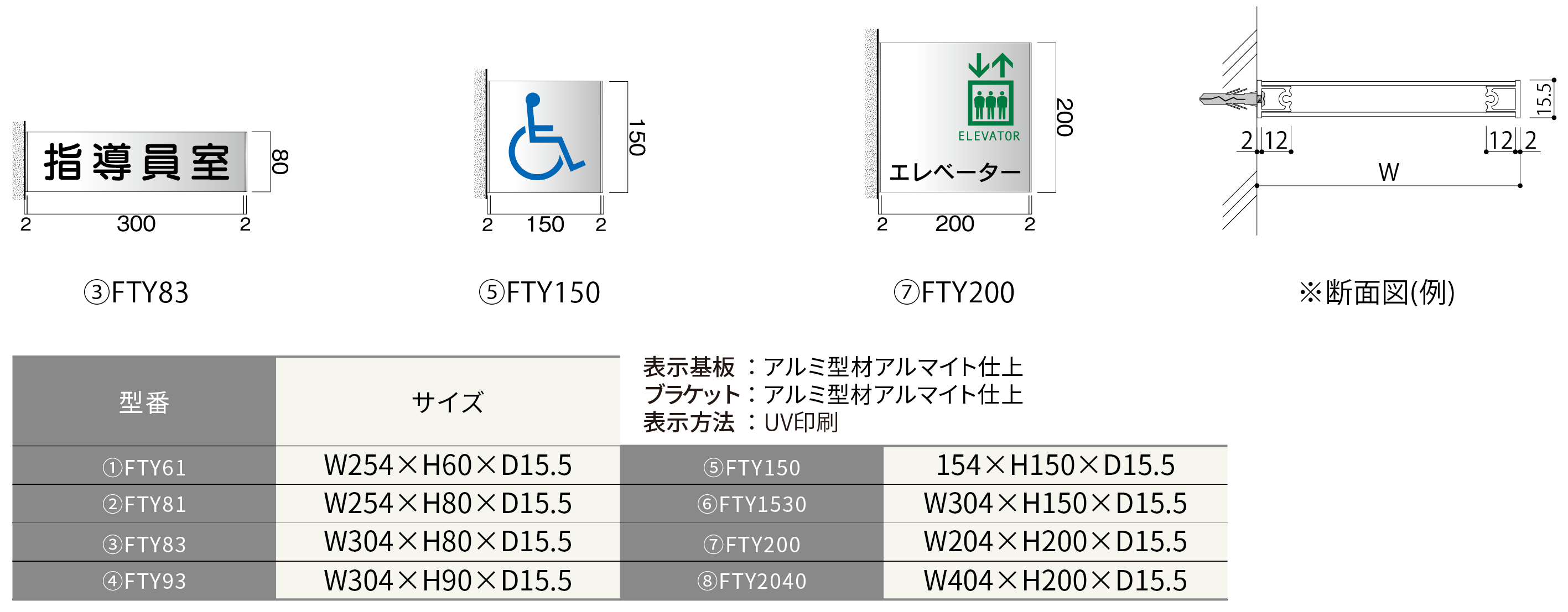 ルームサイン：アルミプレート　側面型