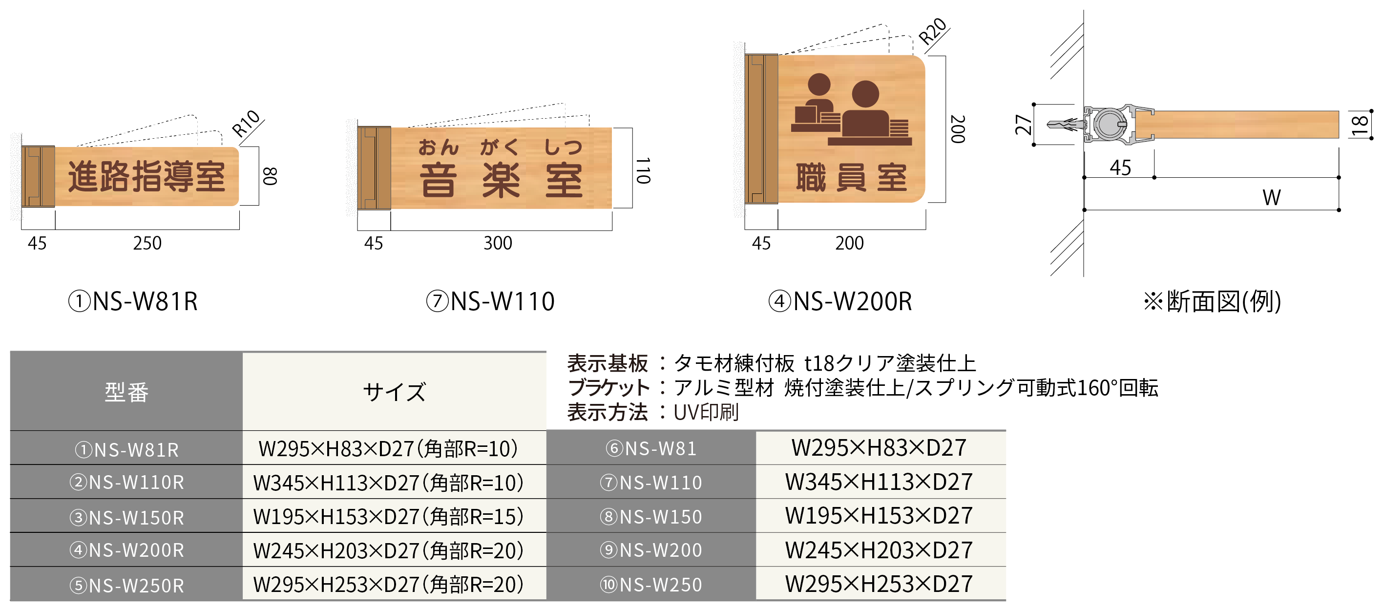 ハッケンルームサイン タモプレートスイング型