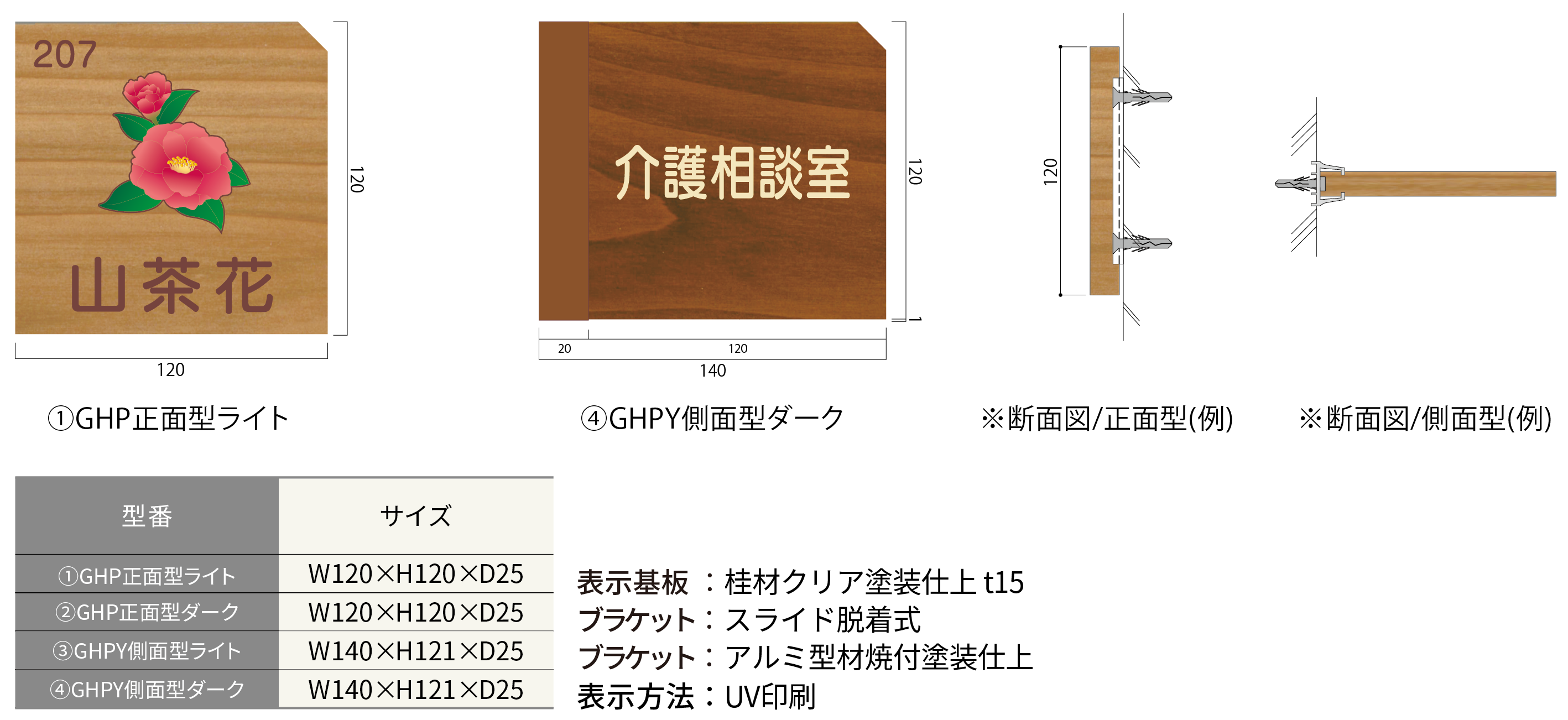 ハッケンルームサイン ウォールナットプレート正面型