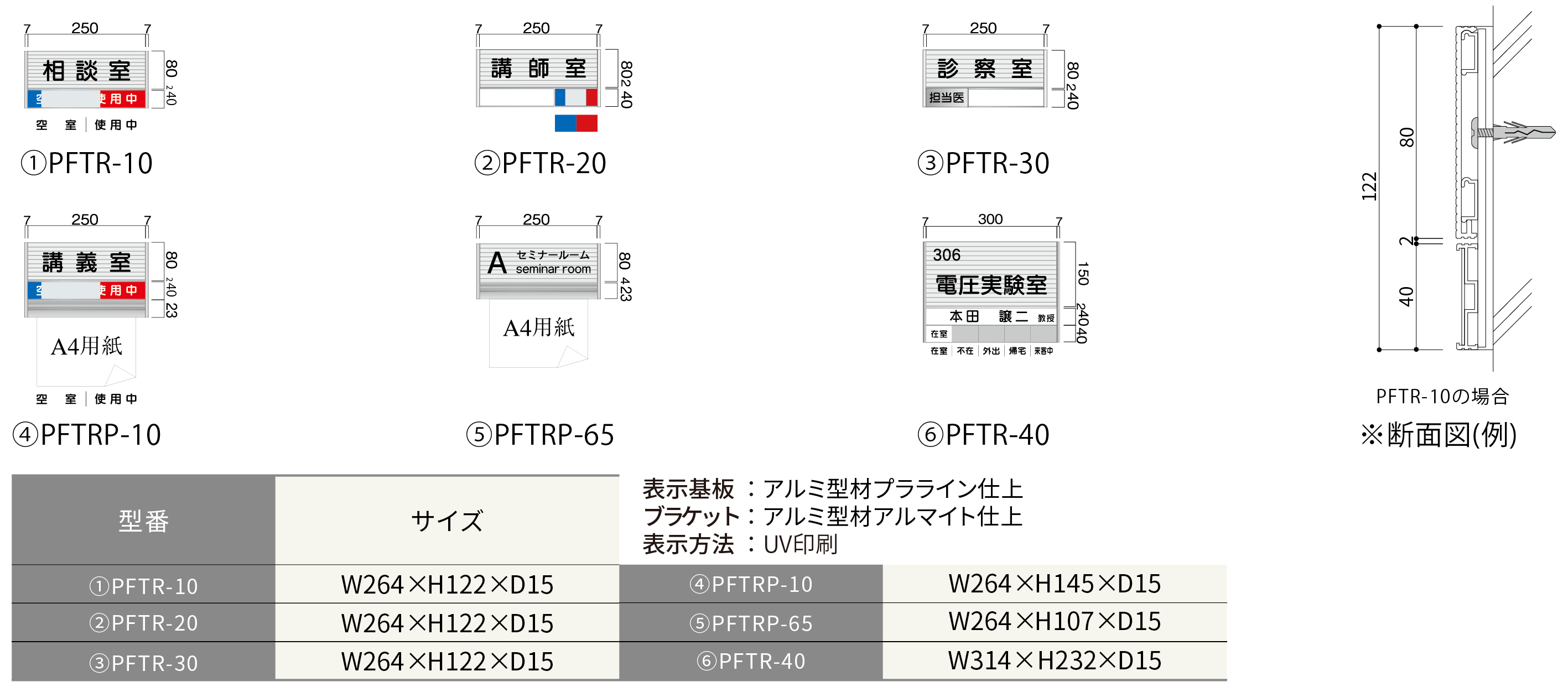 ハッケンルームサイン プララインプレート正面型：在空表示付き