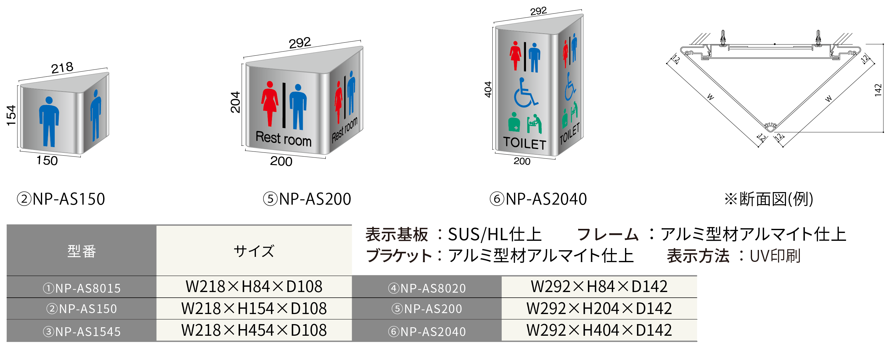 ルームサイン：ステンレスプレート　プリズムAS型